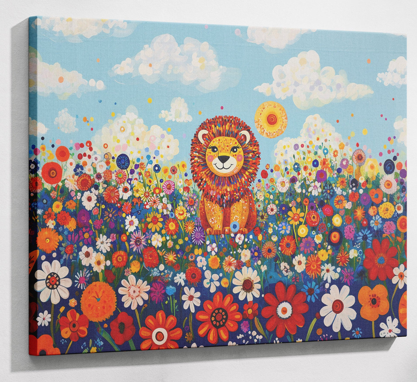 Lion in Wildflowers African American canvas print canvas print with visible wall art format