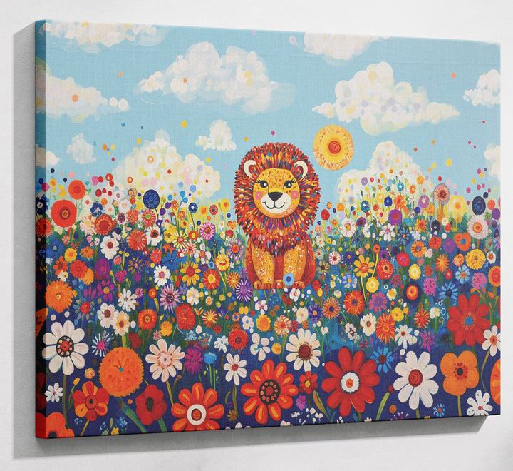 Lion in Wildflowers African American canvas print canvas print with visible wall art format