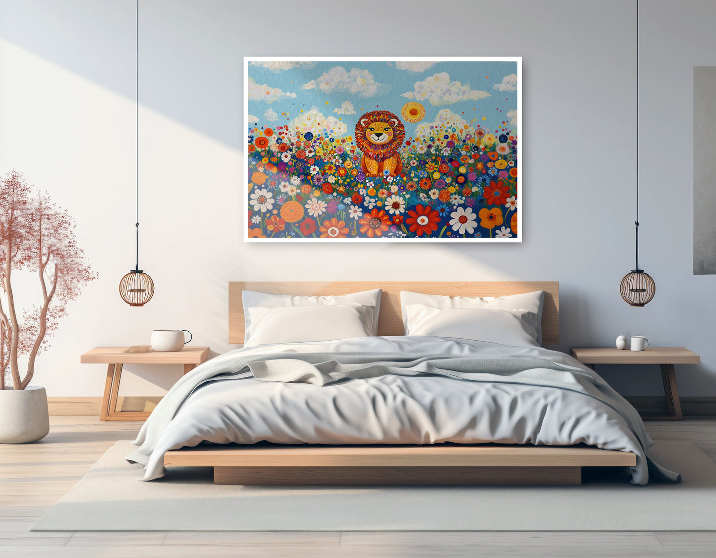 Lion in Wildflowers African American canvas print artwork view