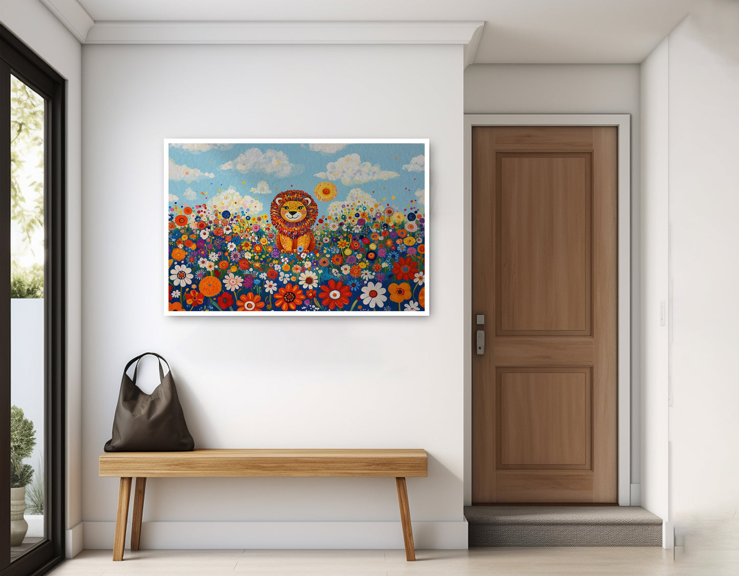 Lion in Wildflowers African American canvas print home decor view