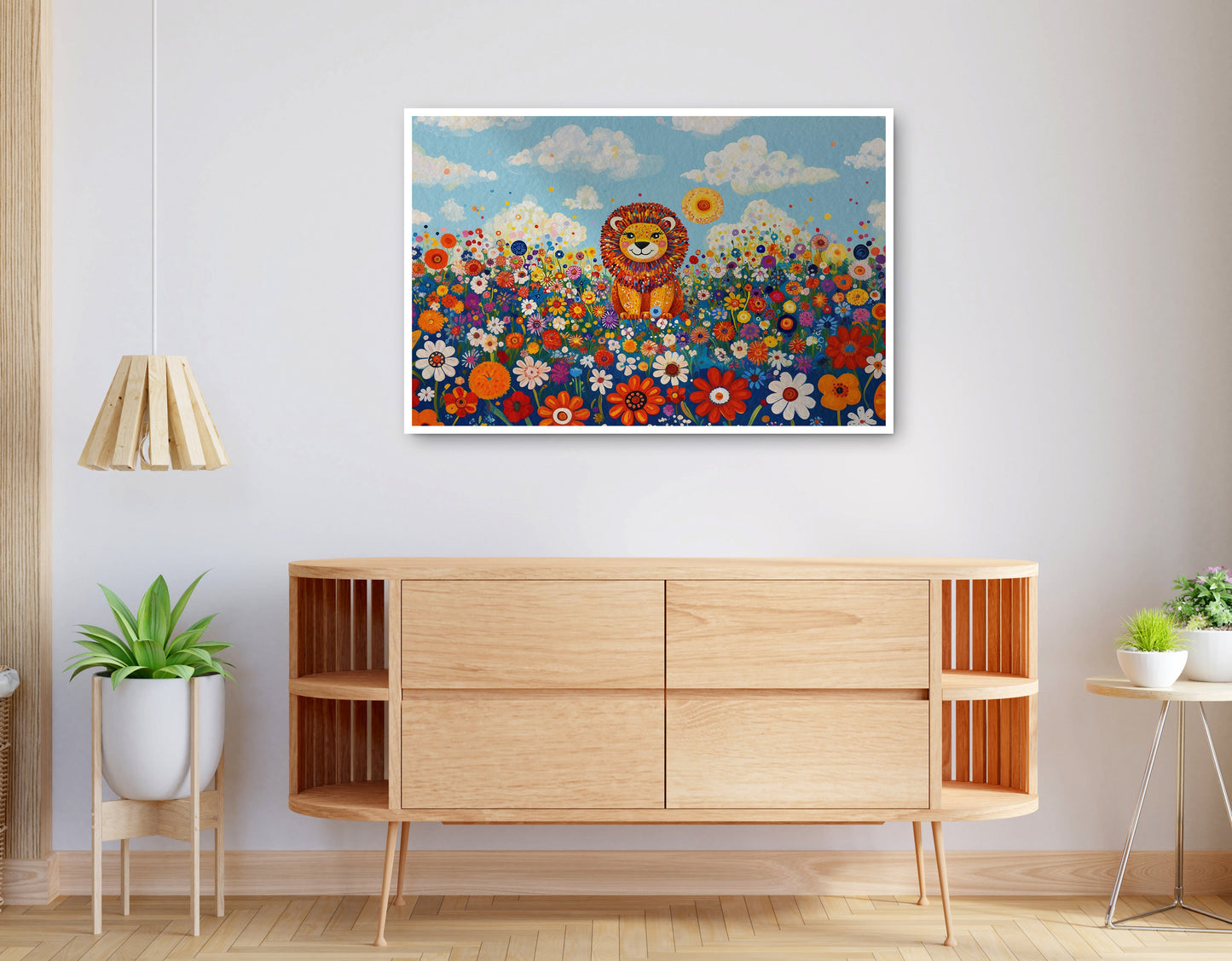 Alternate view of Lion in Wildflowers African American canvas print