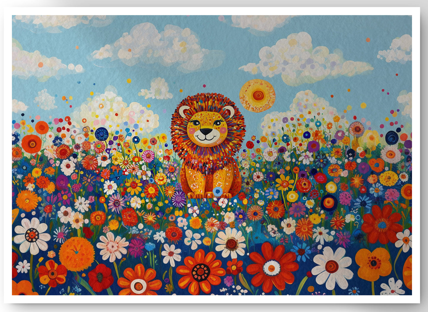 Lion in Wildflowers African American canvas print by MoomZee Artwork