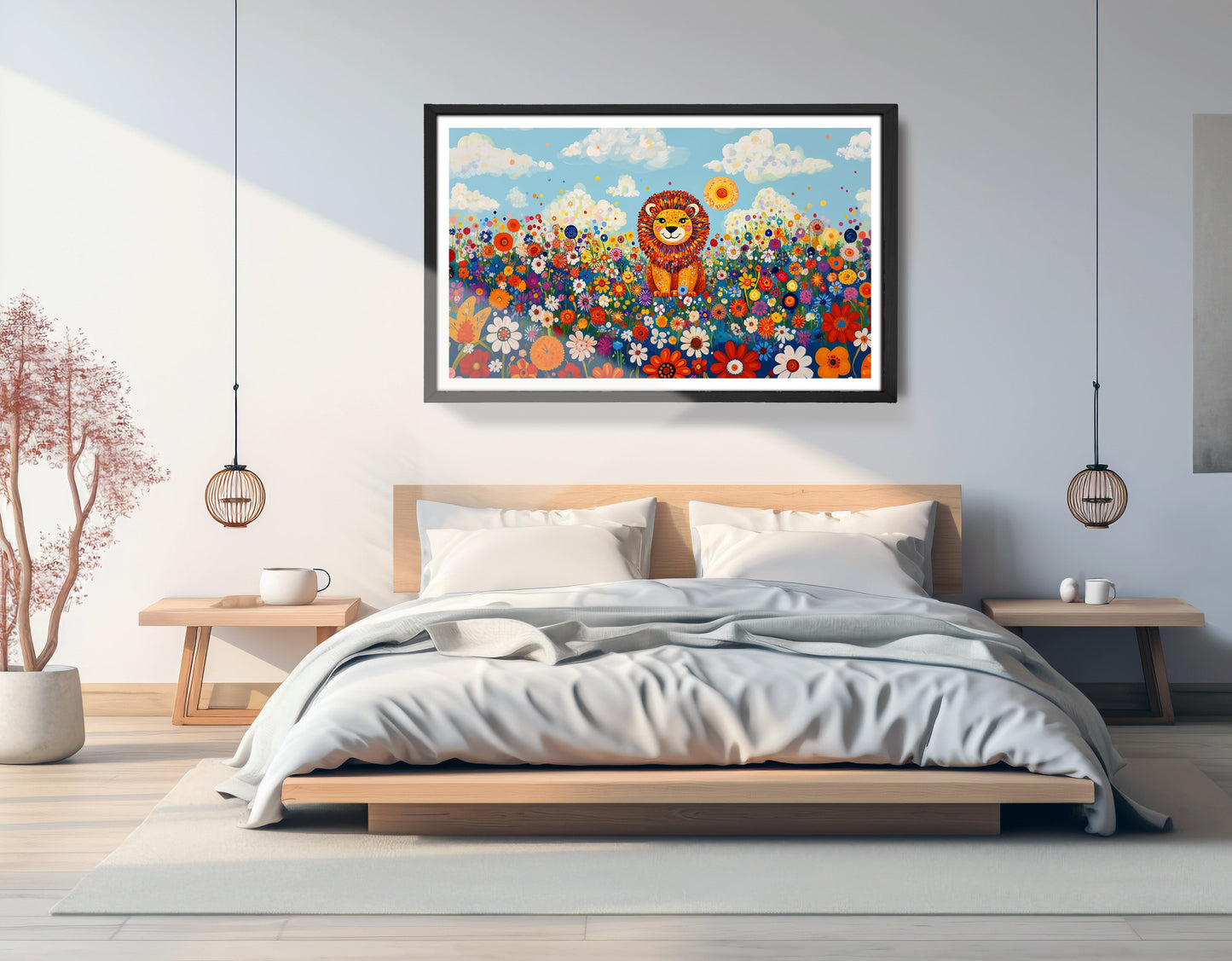 Lion in Wildflowers African American canvas print view 69