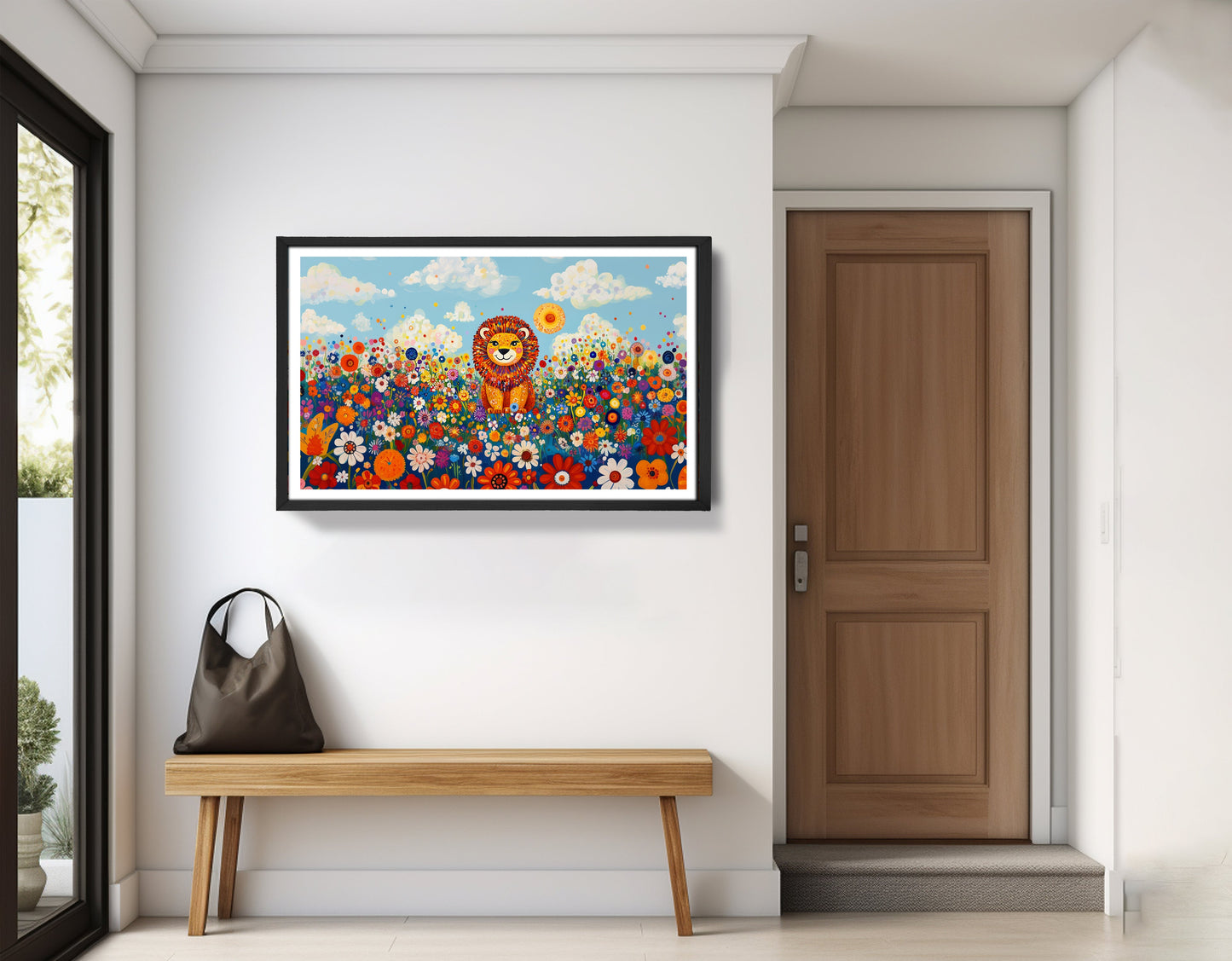 Lion in Wildflowers African American canvas print view 71