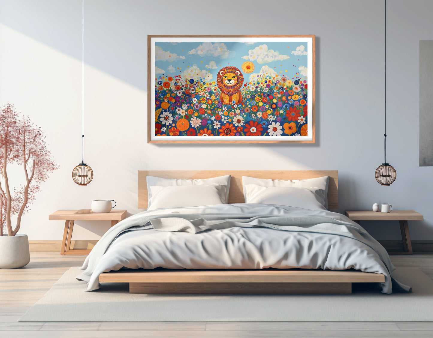 Lion in Wildflowers African American canvas print view 81