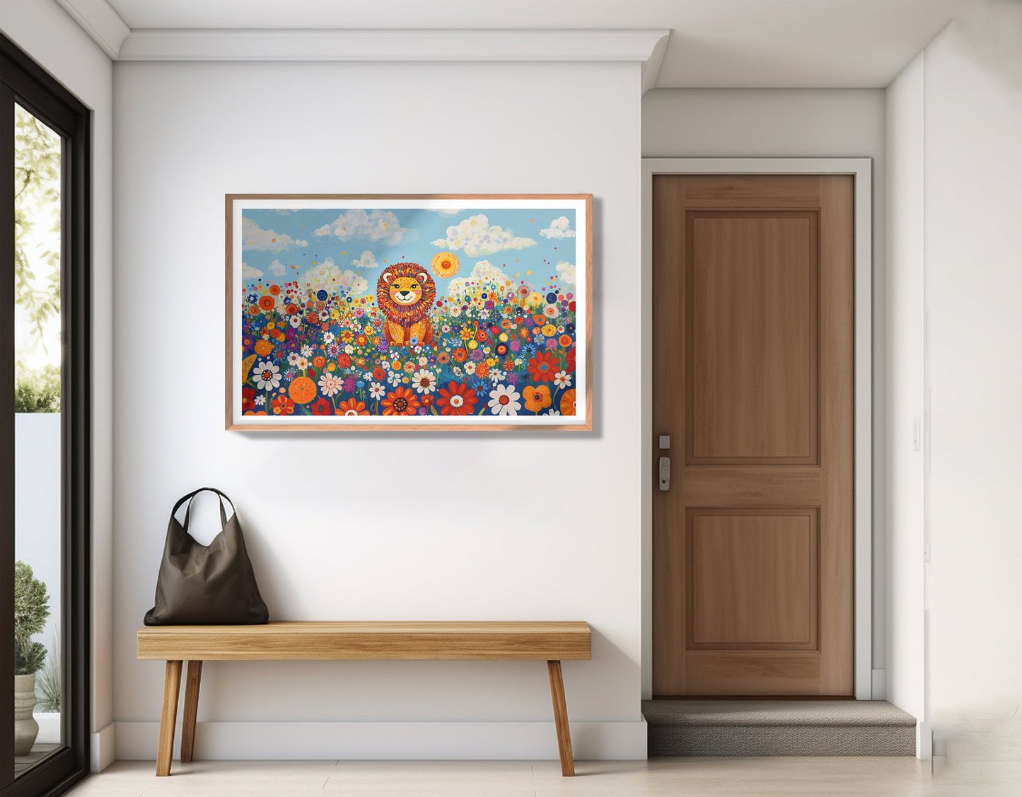 Lion in Wildflowers African American canvas print view 83