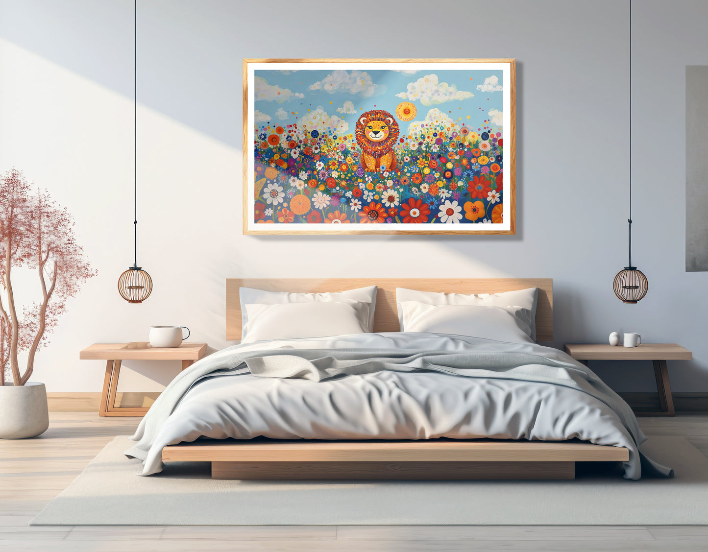 Lion in Wildflowers African American canvas print view 75