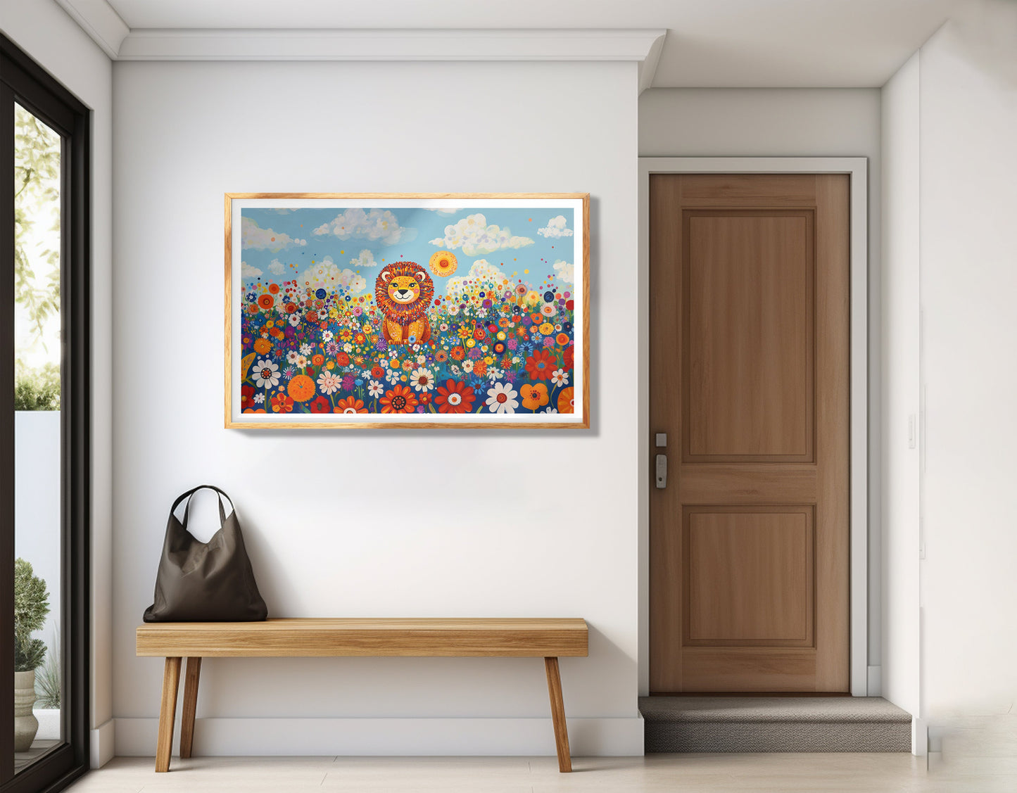 Lion in Wildflowers African American canvas print view 77