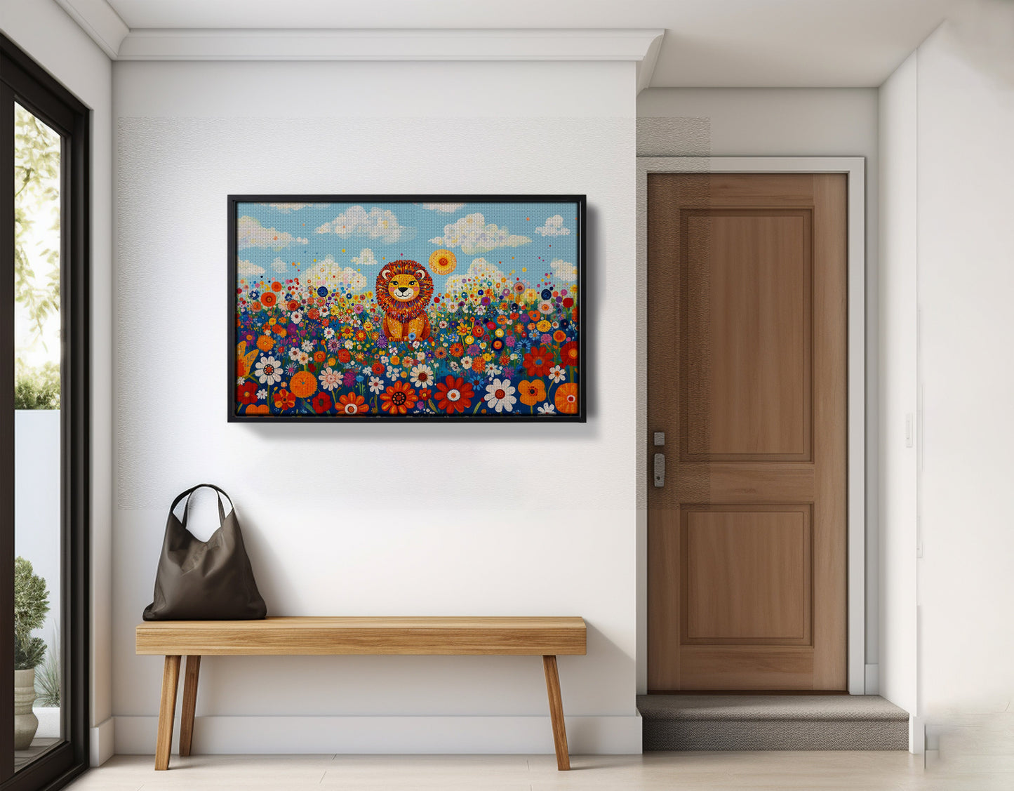 Lion in Wildflowers African American canvas print view 29