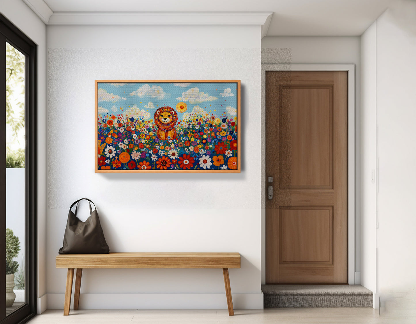 Lion in Wildflowers African American canvas print view 47