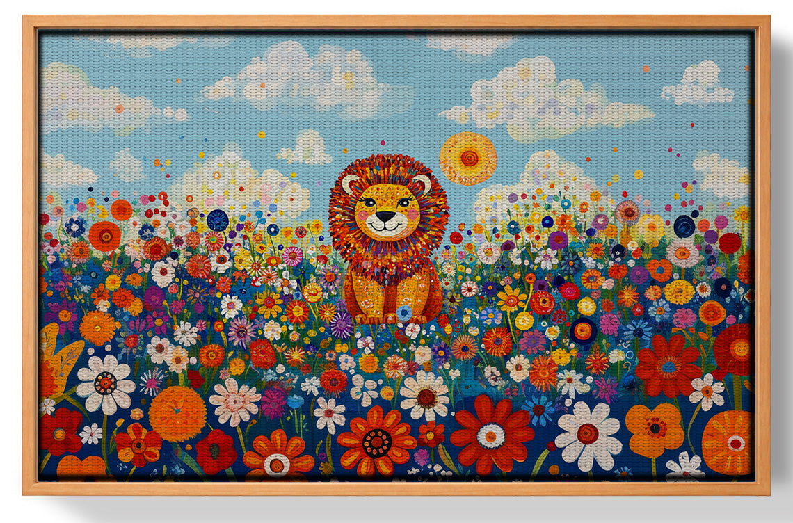 Lion in Wildflowers African American canvas print view 43