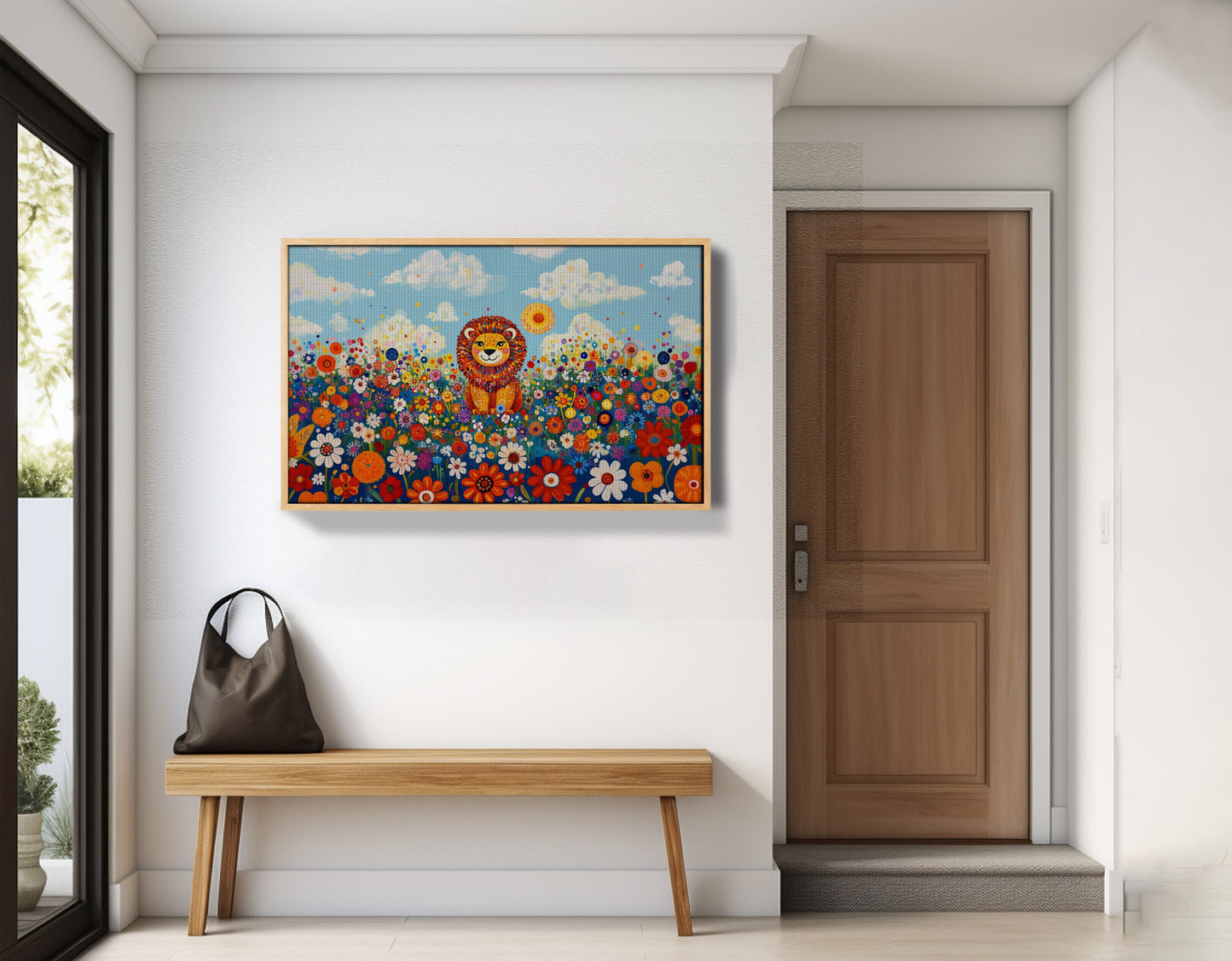 Lion in Wildflowers African American canvas print view 53