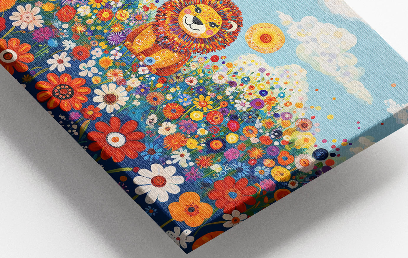 Lion in Wildflowers African American canvas print view 16