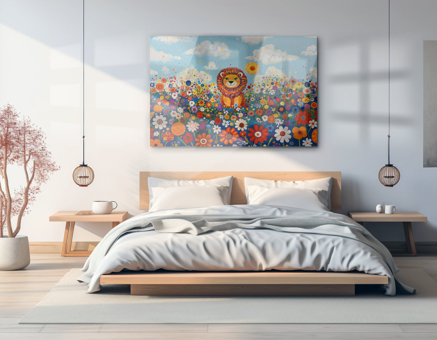 Lion in Wildflowers African American canvas print view 21