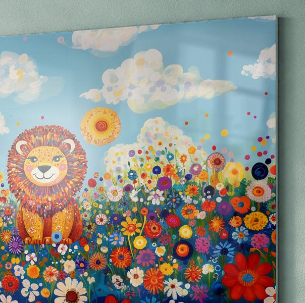 Lion in Wildflowers African American canvas print view 22