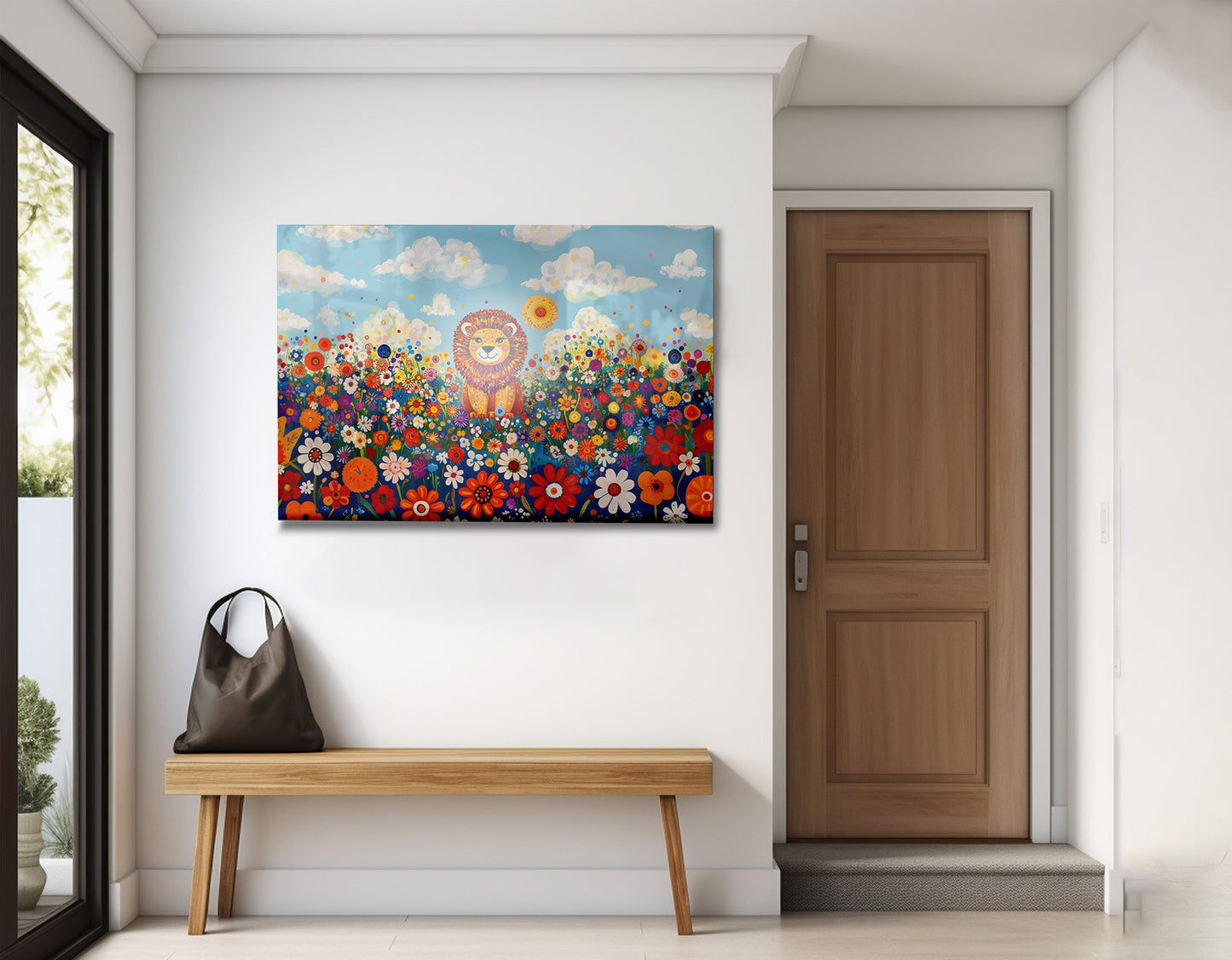 Lion in Wildflowers African American canvas print view 23