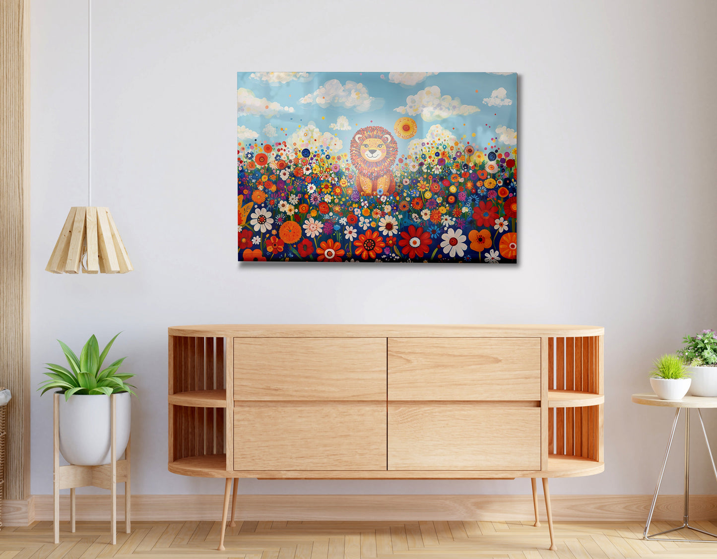 Lion in Wildflowers African American canvas print view 20