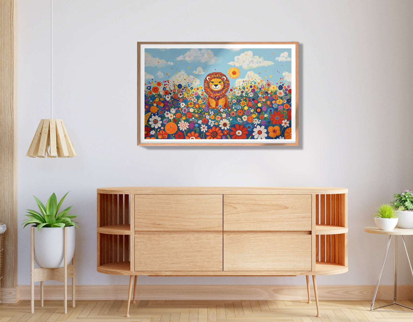 Lion in Wildflowers African American canvas print view 80