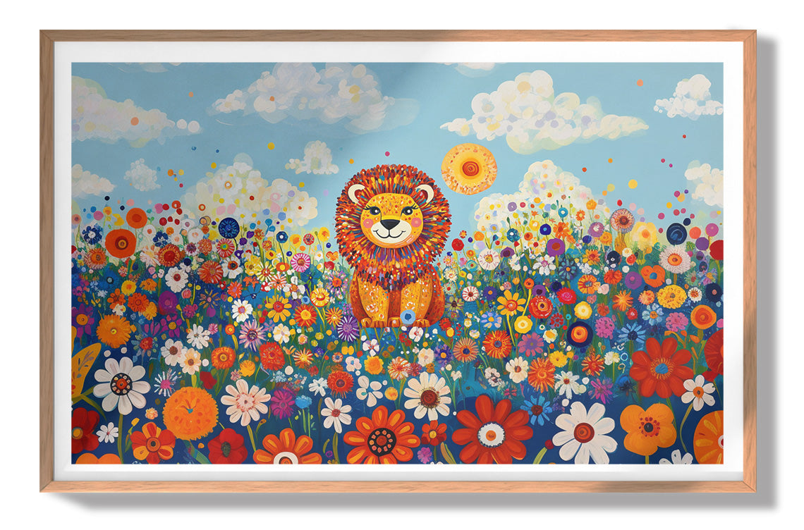 Lion in Wildflowers African American canvas print view 79