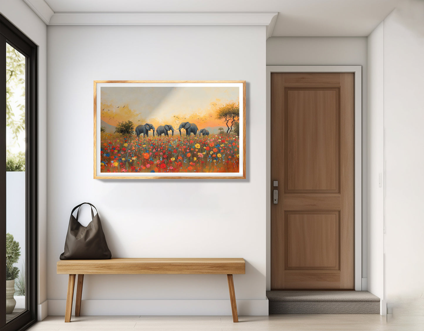 Elephants in Wildflower Field Black African American canvas print view 77