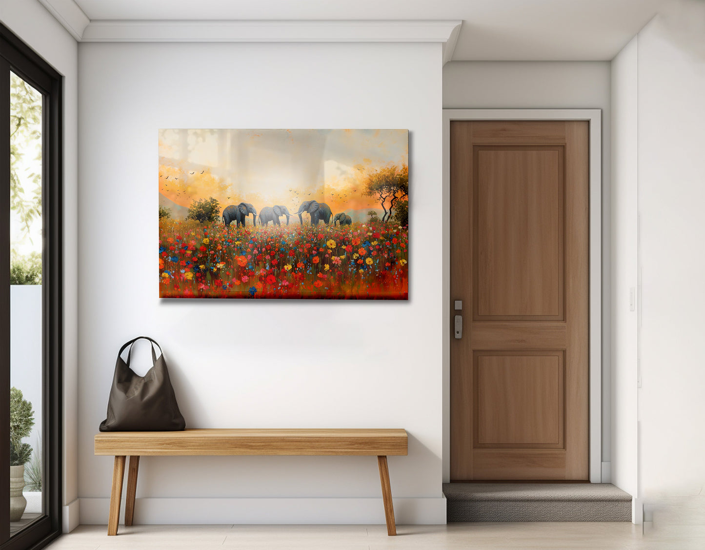 Elephants in Wildflower Field Black African American canvas print view 23
