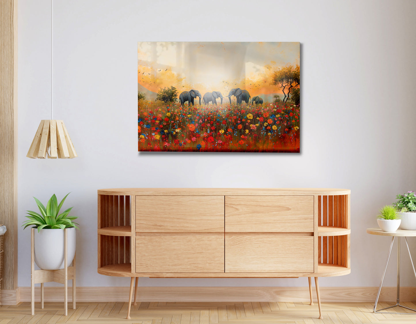 Elephants in Wildflower Field Black African American canvas print view 20