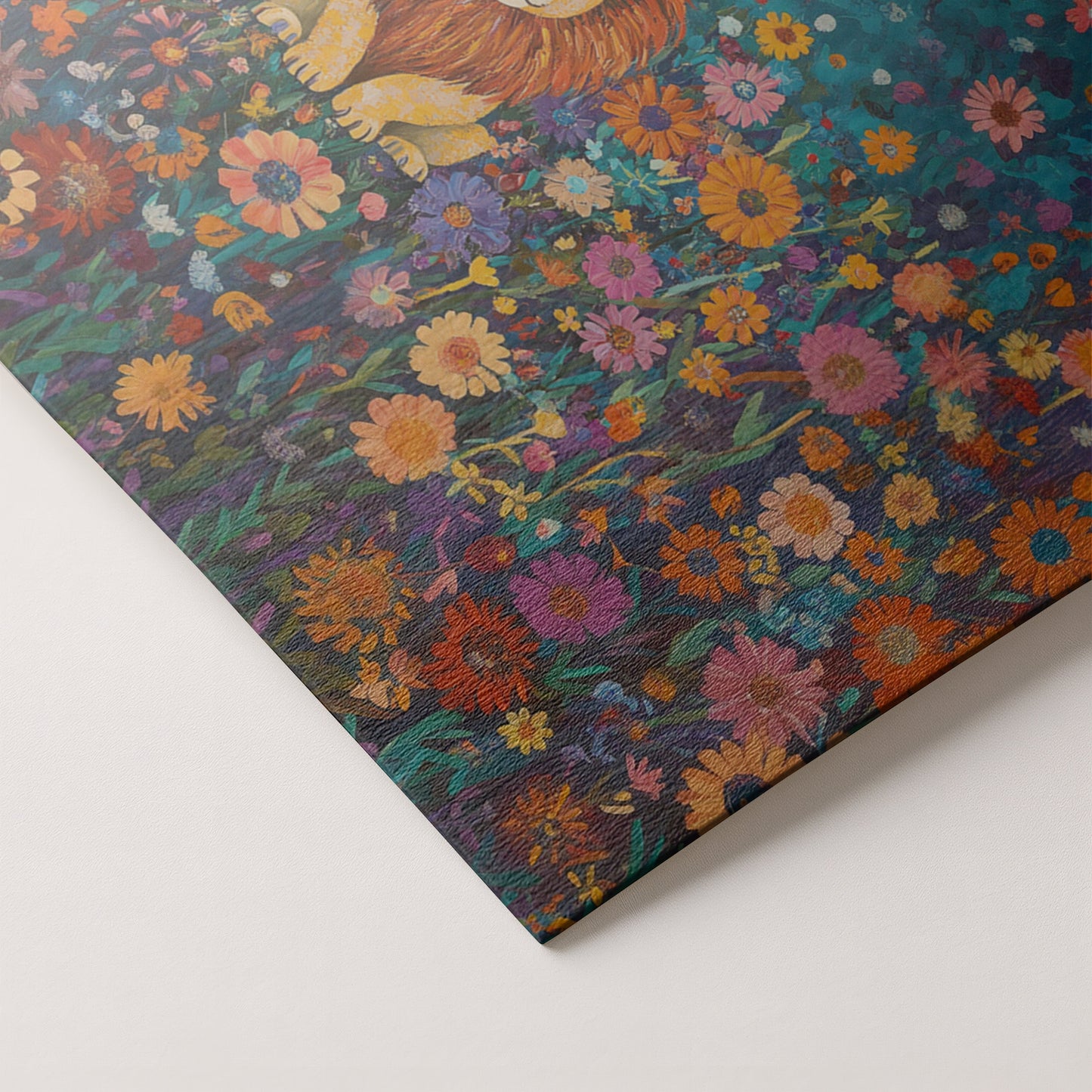 Lion Wildflower Folk Black African American canvas print artwork by MoomZee Artwork