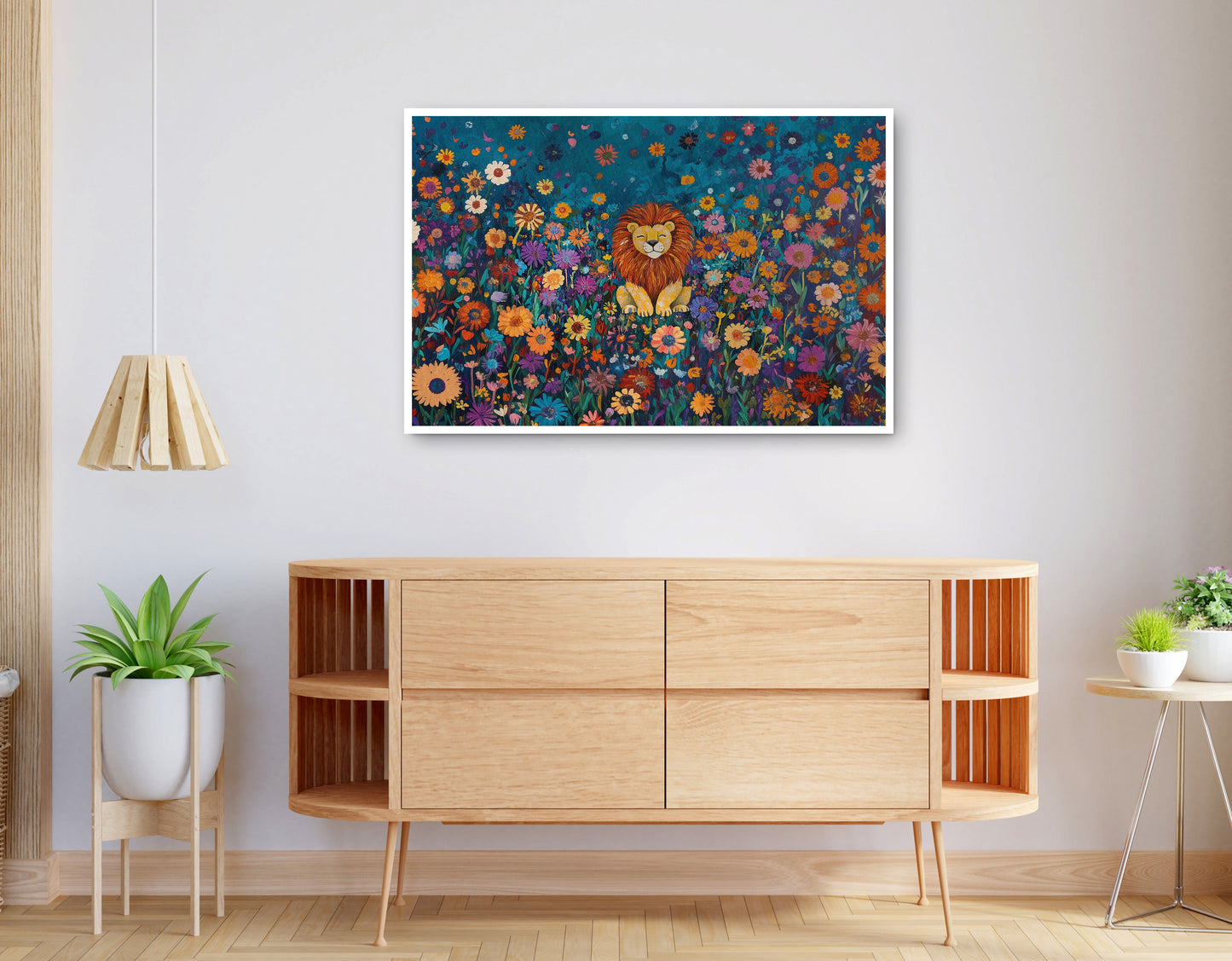 Alternate view of Lion Wildflower Folk Black African American canvas print