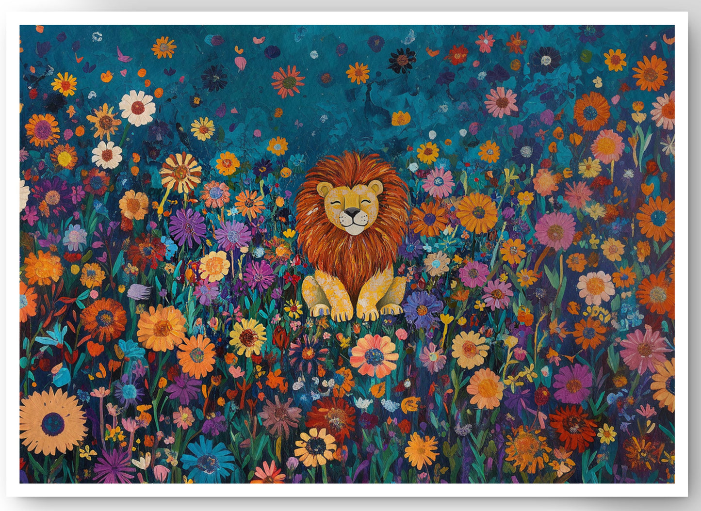 Lion Wildflower Folk Black African American canvas print by MoomZee Artwork