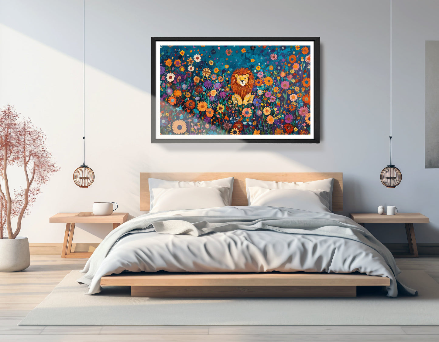 Lion Wildflower Folk Black African American canvas print view 69