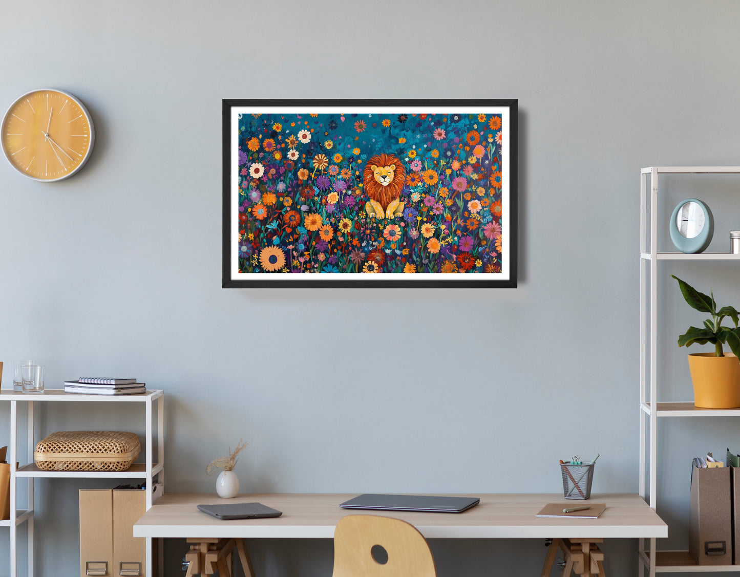 Lion Wildflower Folk Black African American canvas print view 72