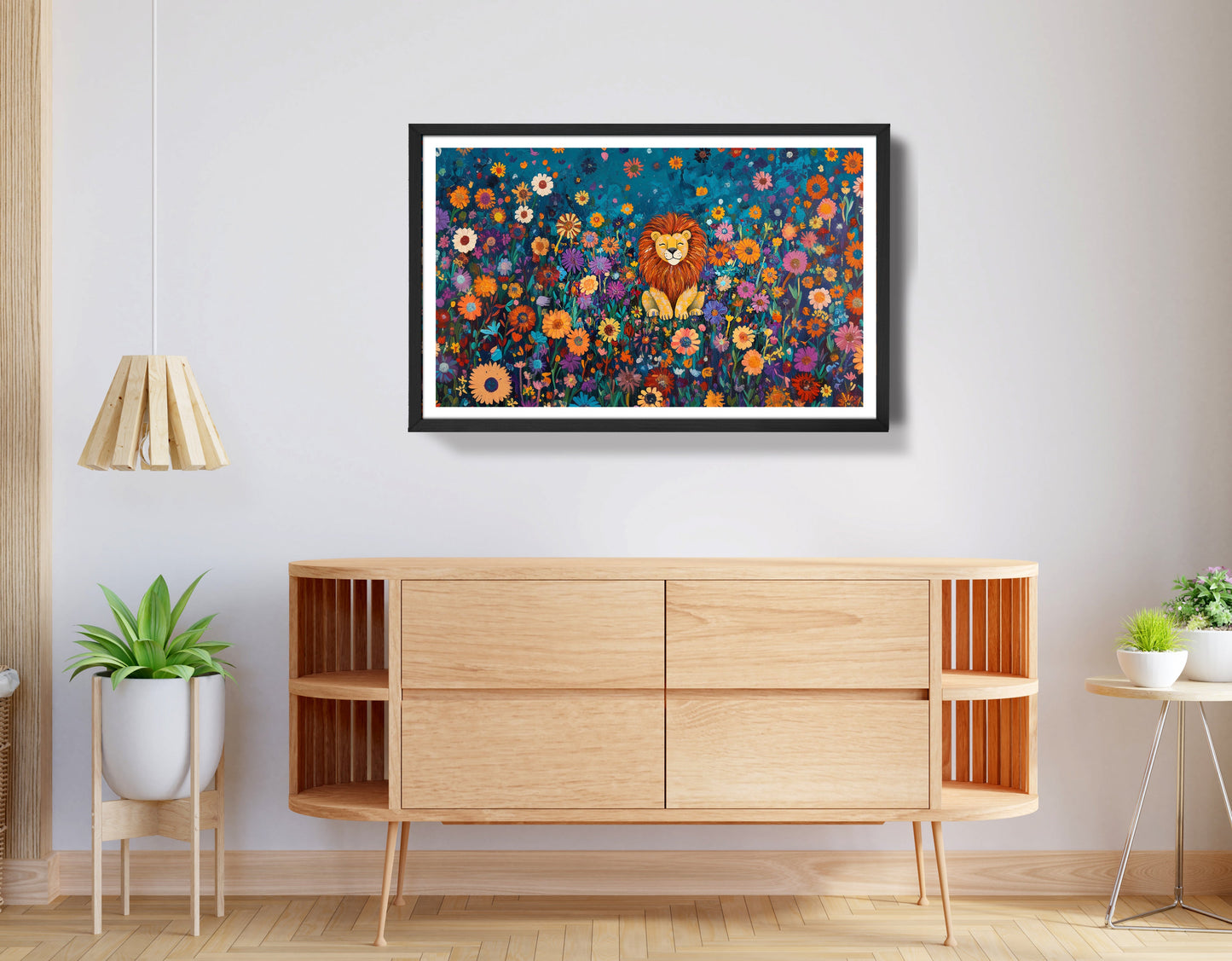 Lion Wildflower Folk Black African American canvas print view 68