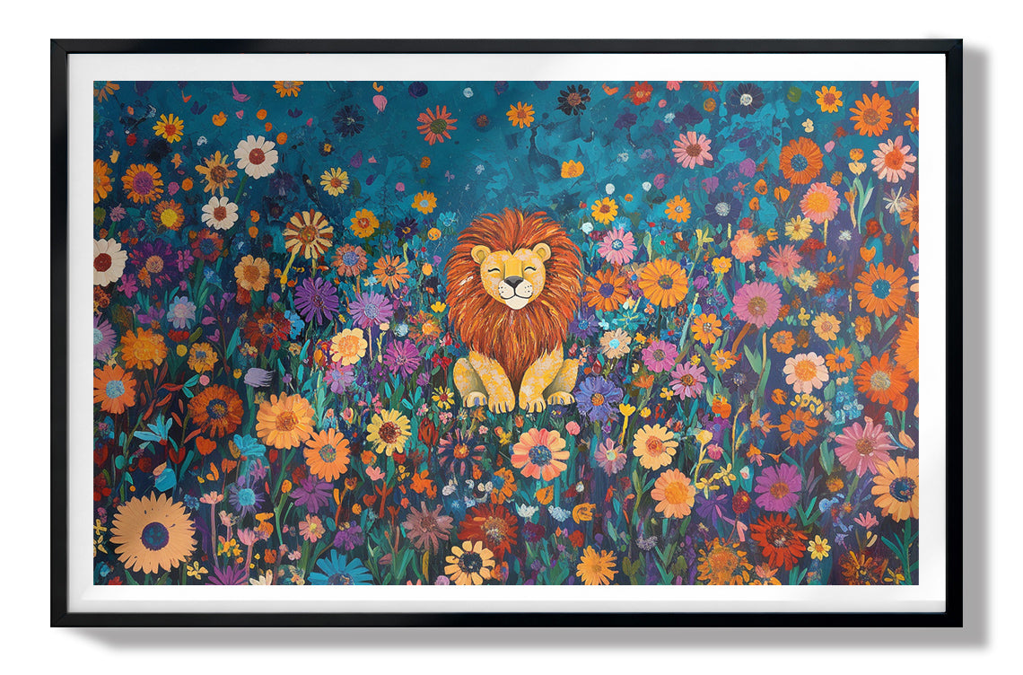 Lion Wildflower Folk Black African American canvas print view 67