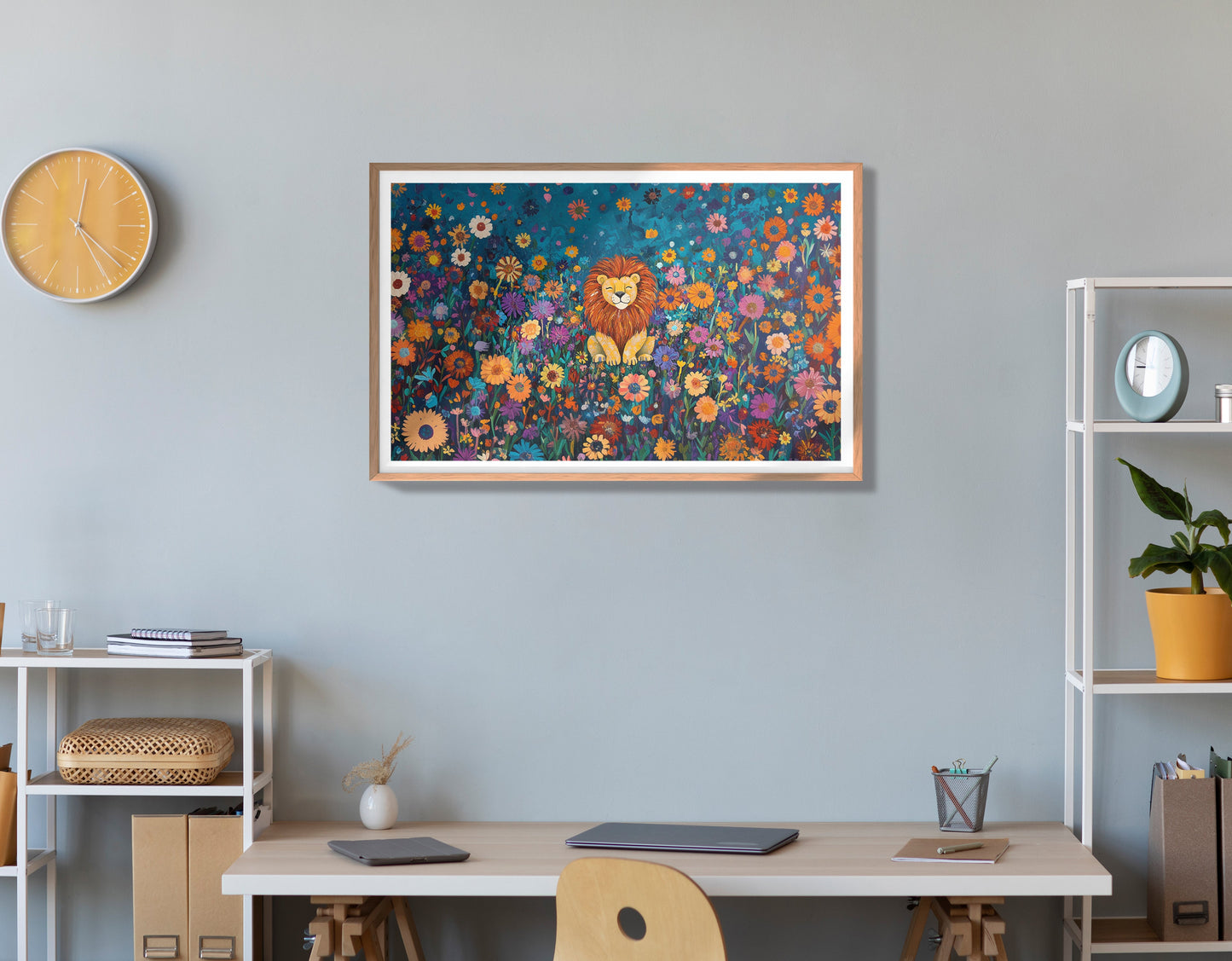 Lion Wildflower Folk Black African American canvas print view 84