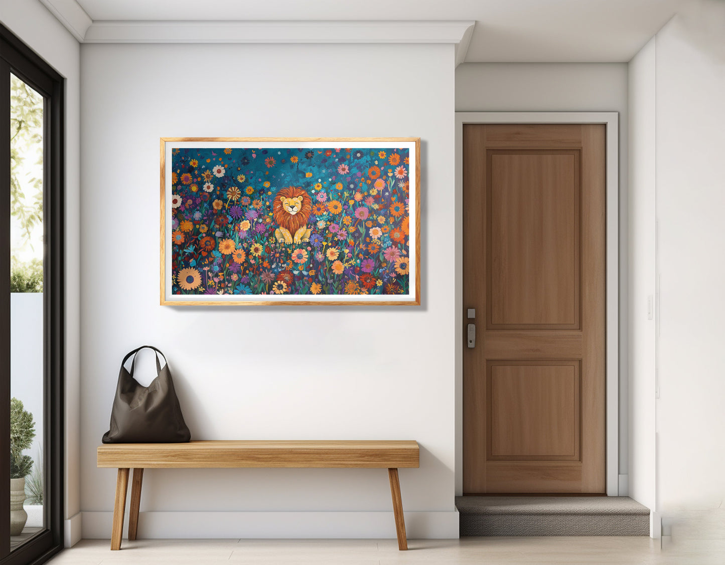 Lion Wildflower Folk Black African American canvas print view 77