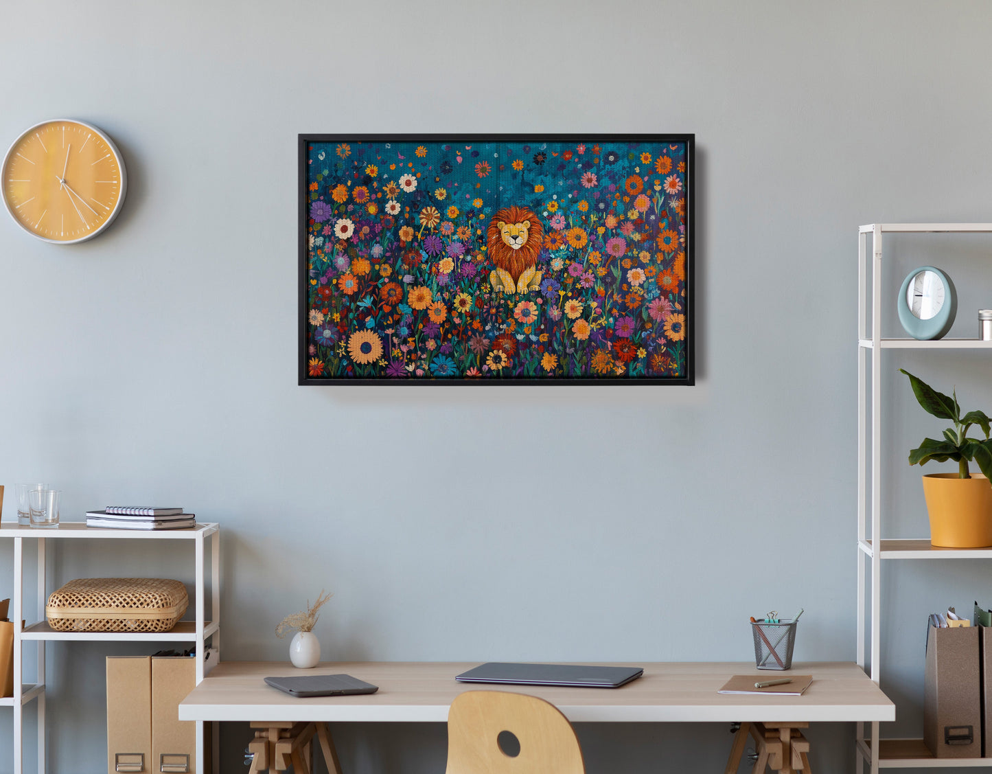 Lion Wildflower Folk Black African American canvas print view 30