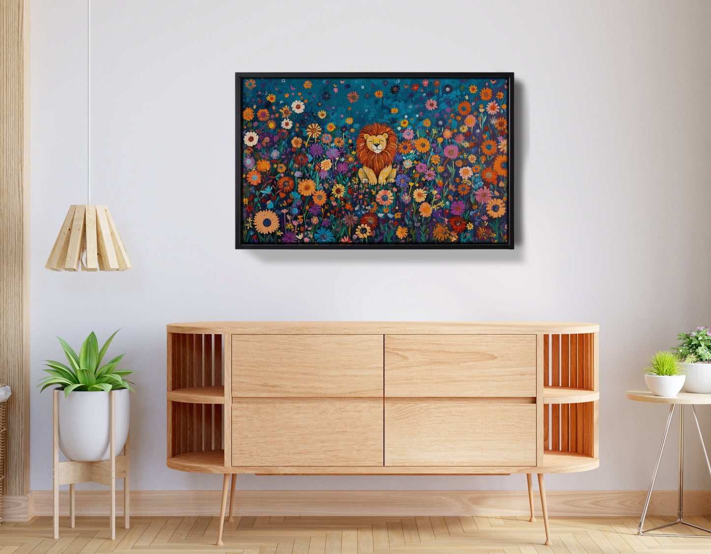 Lion Wildflower Folk Black African American canvas print view 26
