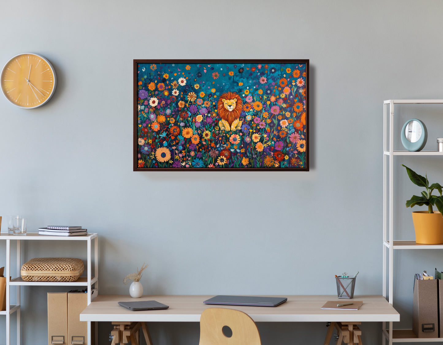 Lion Wildflower Folk Black African American canvas print view 36