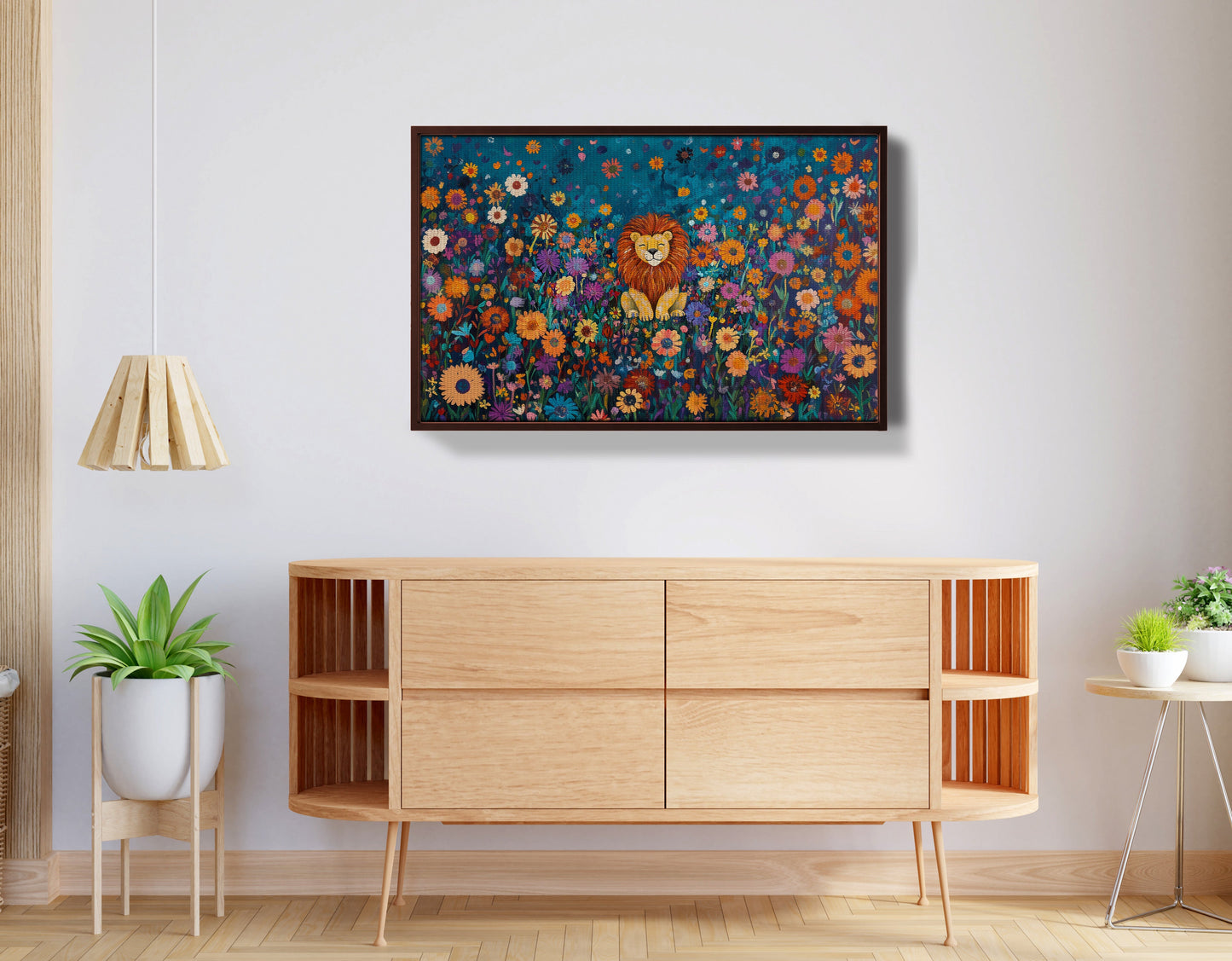Lion Wildflower Folk Black African American canvas print view 32