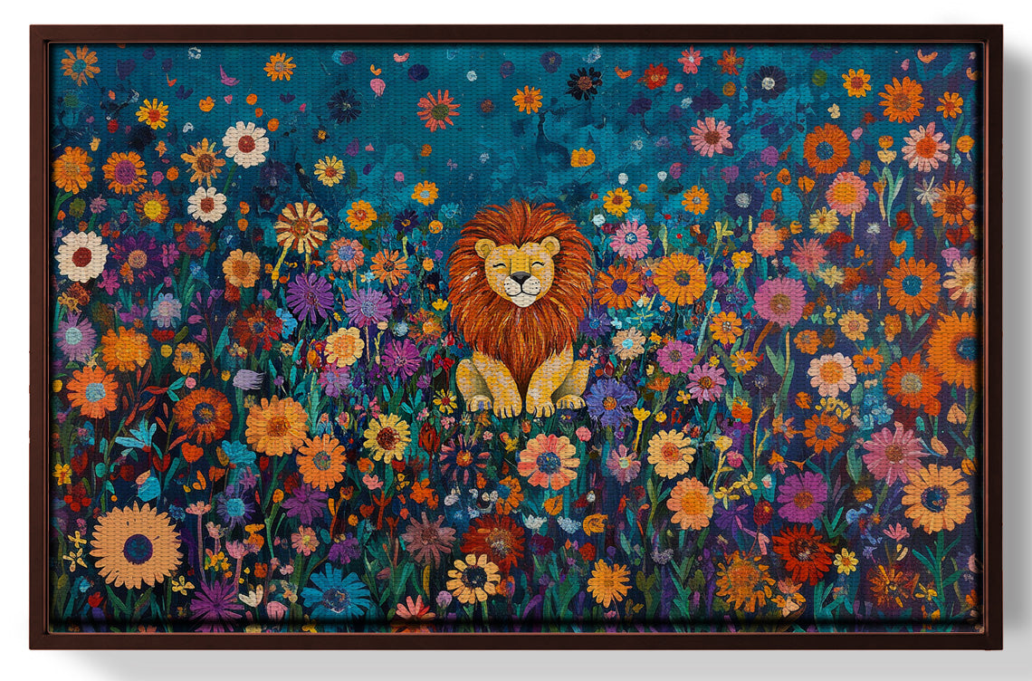 Lion Wildflower Folk Black African American canvas print view 31