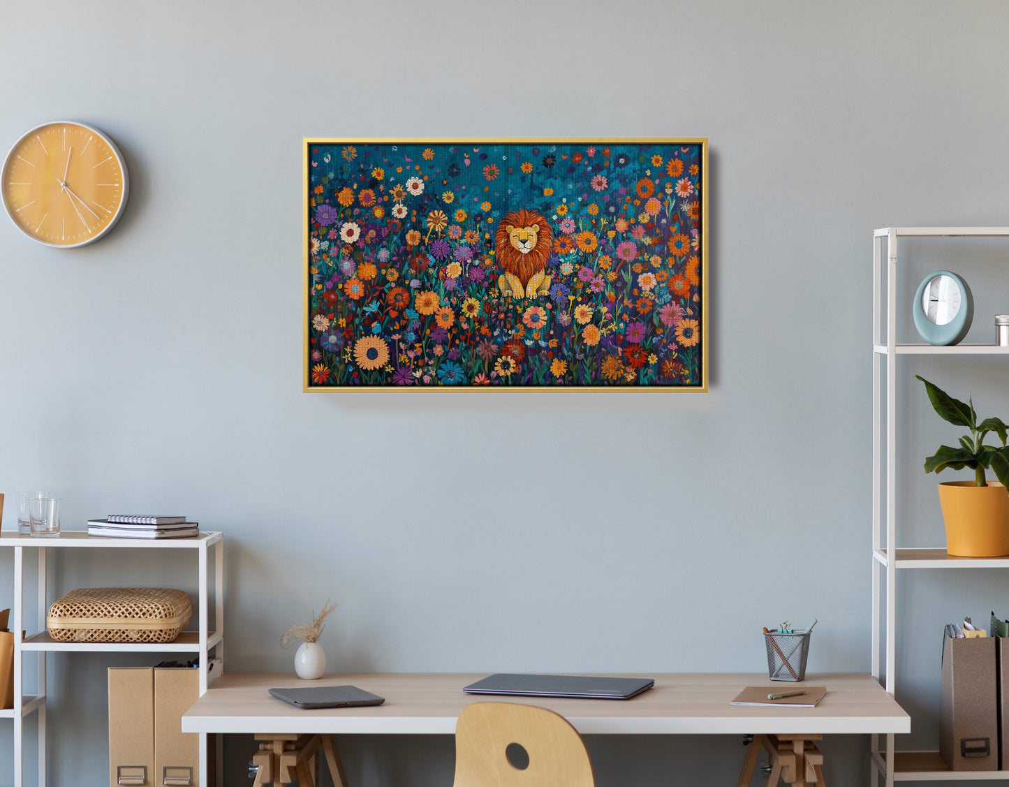 Lion Wildflower Folk Black African American canvas print view 42