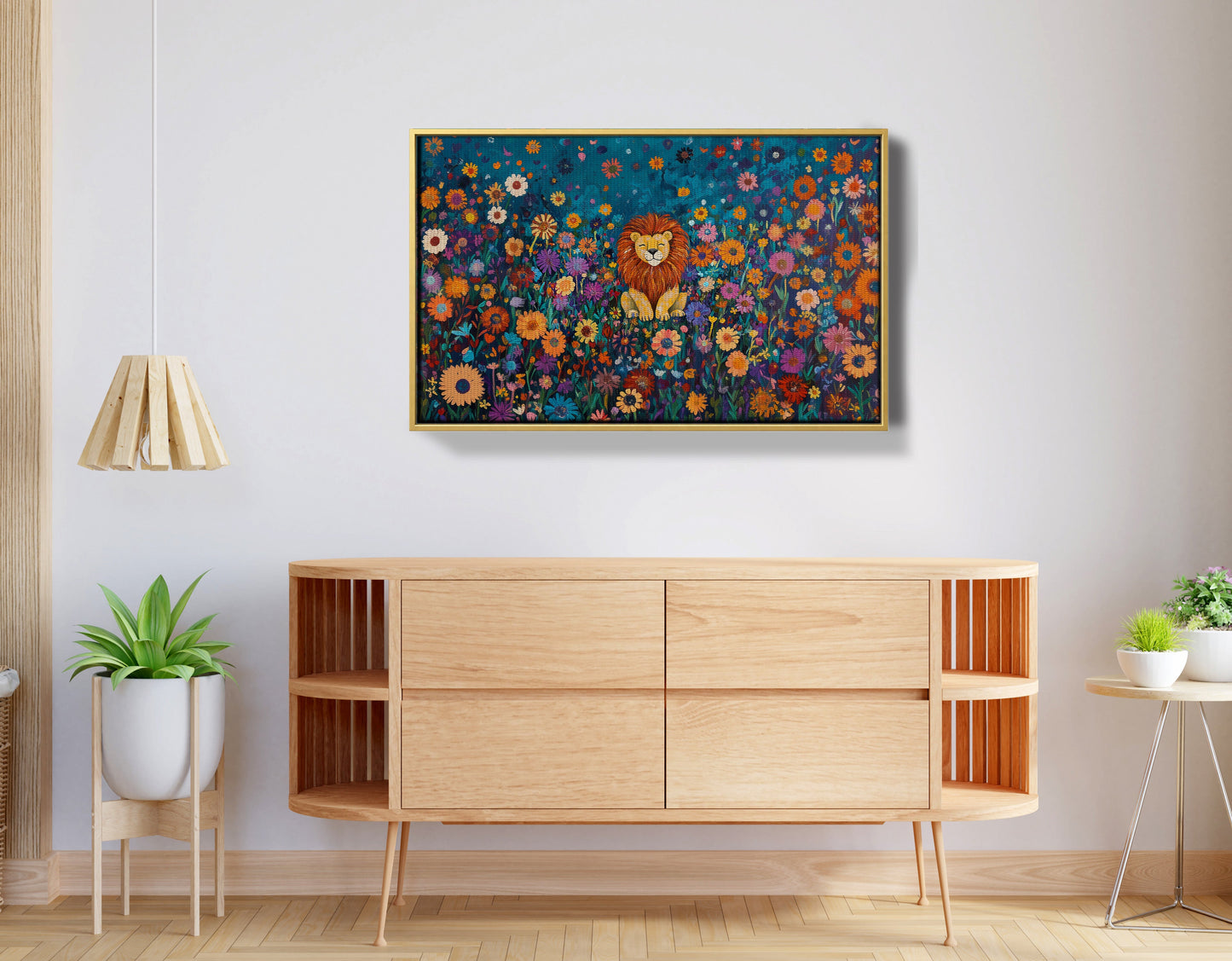 Lion Wildflower Folk Black African American canvas print view 38