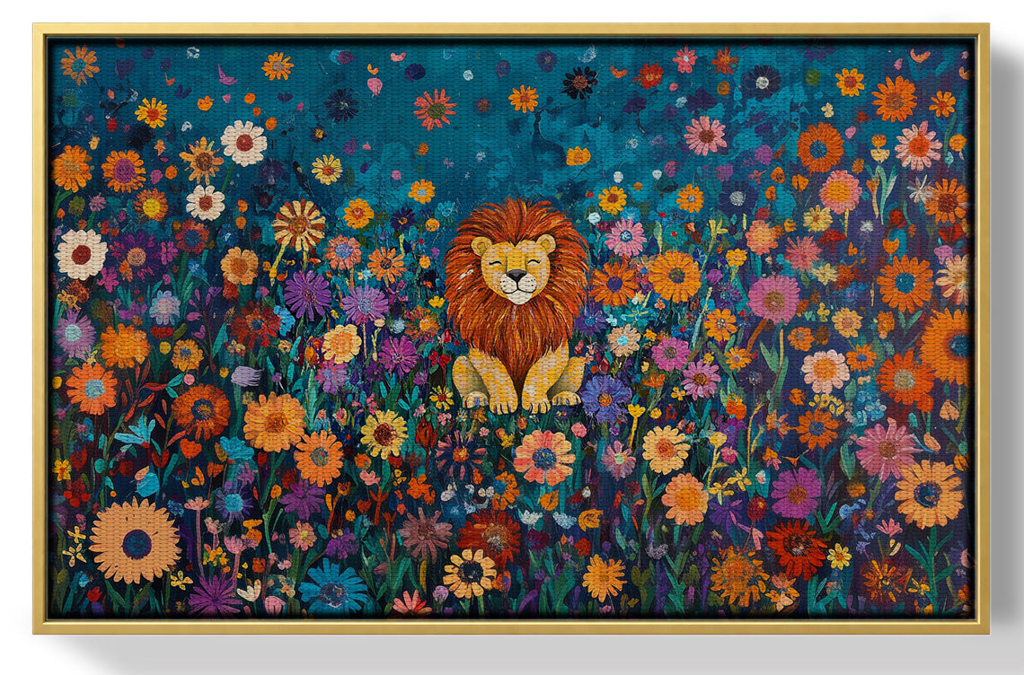 Lion Wildflower Folk Black African American canvas print view 37