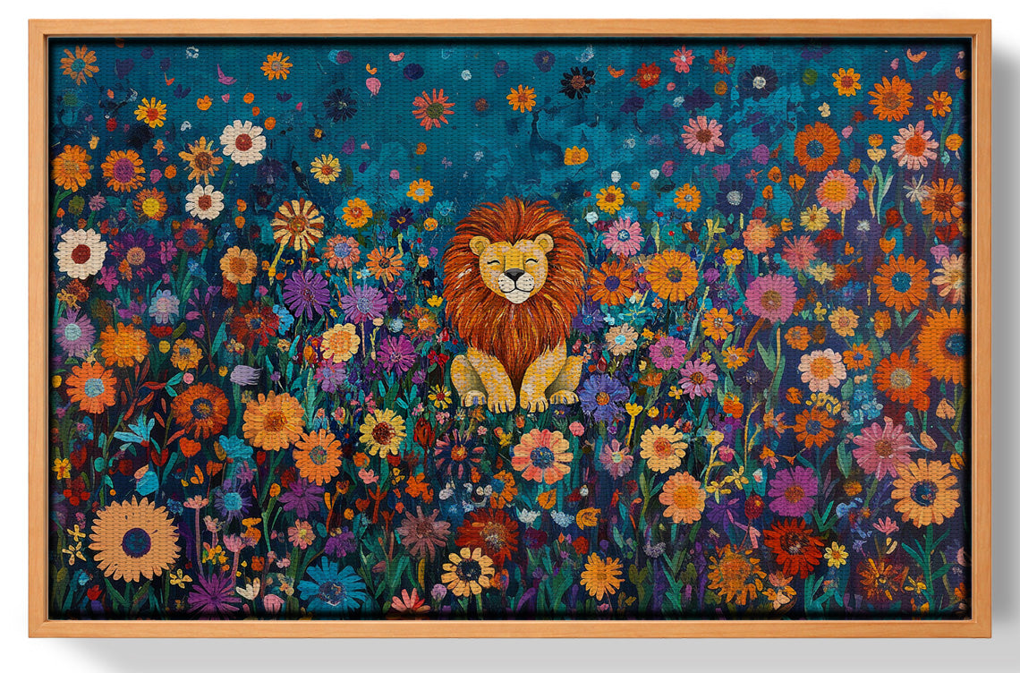 Lion Wildflower Folk Black African American canvas print view 43
