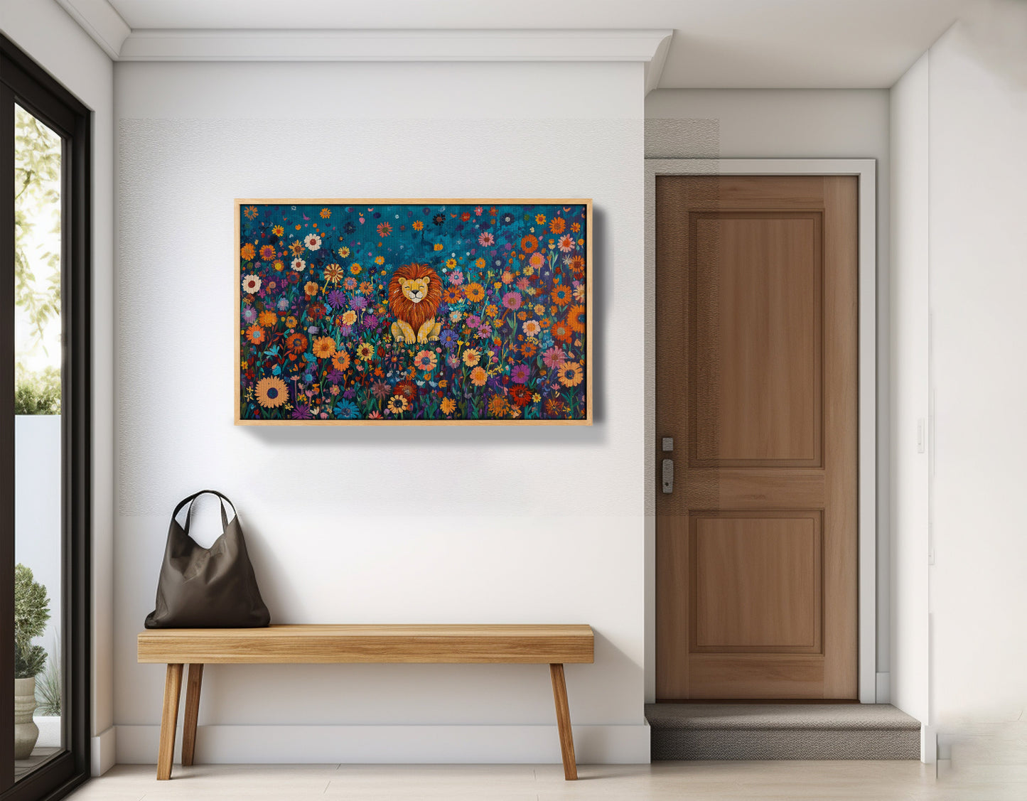 Lion Wildflower Folk Black African American canvas print view 53