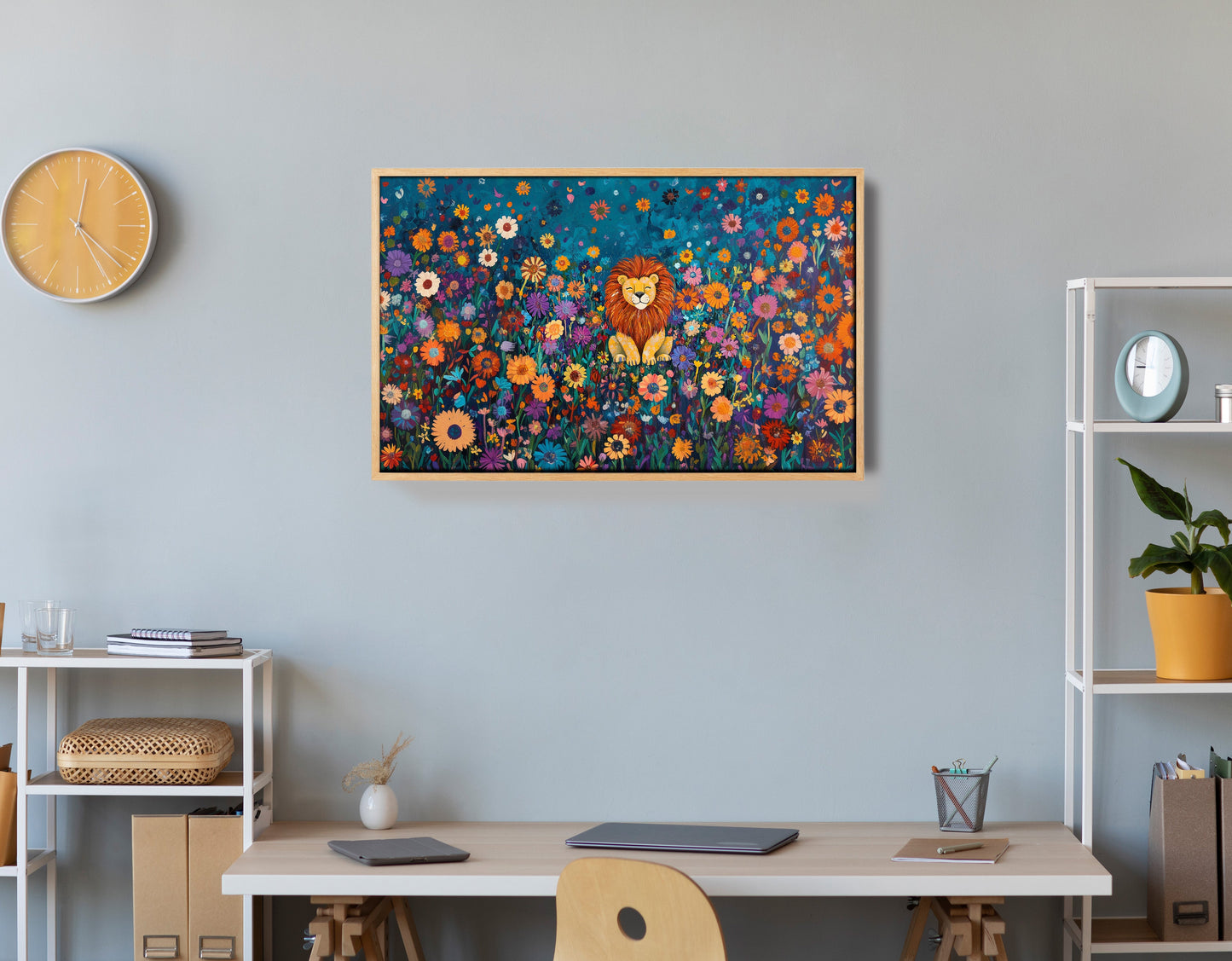 Lion Wildflower Folk Black African American canvas print view 54