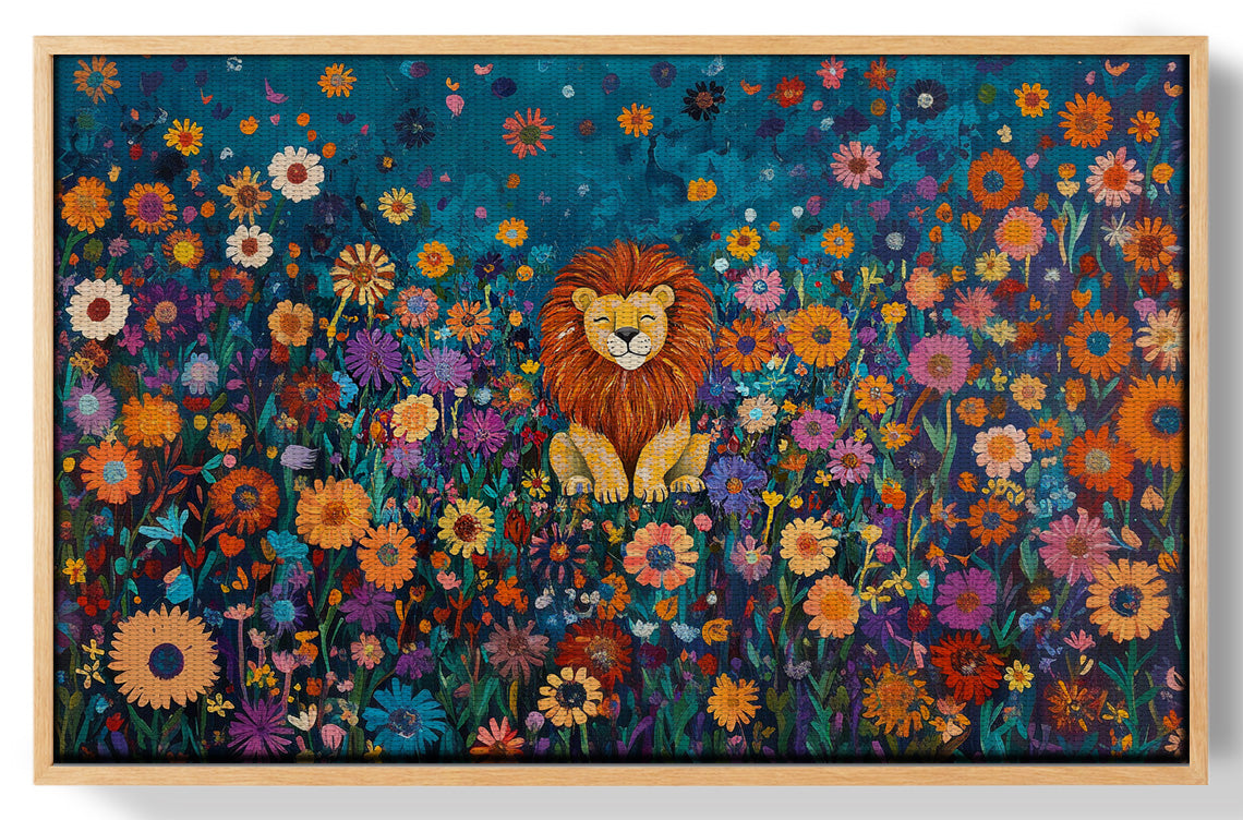 Lion Wildflower Folk Black African American canvas print view 49