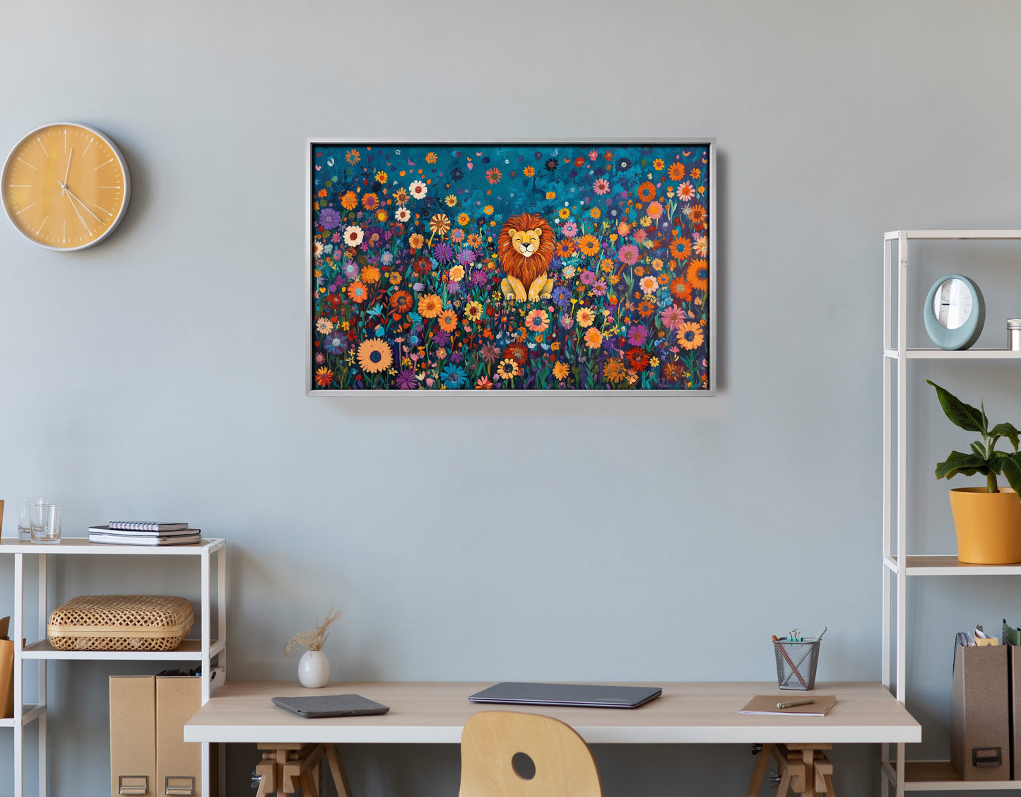 Lion Wildflower Folk Black African American canvas print view 60