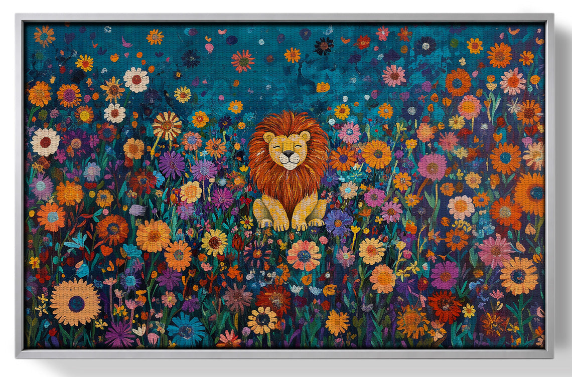 Lion Wildflower Folk Black African American canvas print view 55