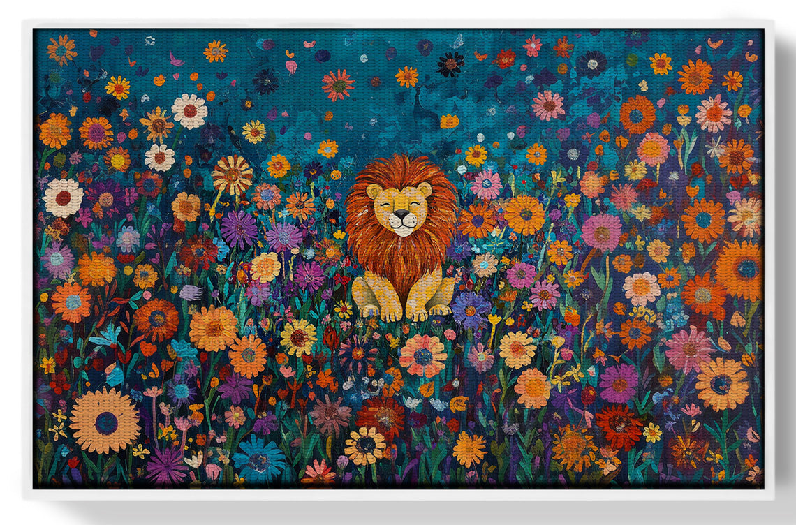 Lion Wildflower Folk Black African American canvas print view 61